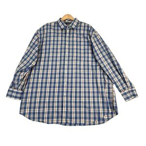 Peter Millar 3XL Light Blue/Red/Orange Check Long Sleeve 100% Cotton Shirt